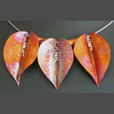 Copper sheet leaves with sterling accents